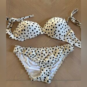 Shade & Shore White Bikini with Black Polka Dots